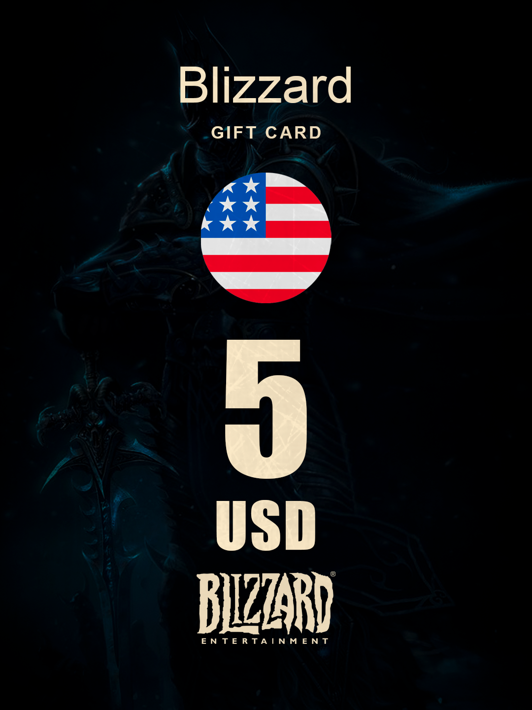 Подарочная карта Blizzard 5 USD — США | Оригинальный цифровой код пополнения