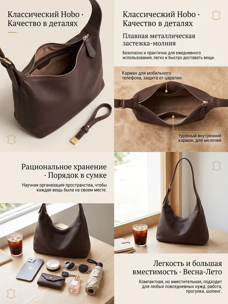 Сумка хобо  Сумка кросс-боди Hobo женская кожаная