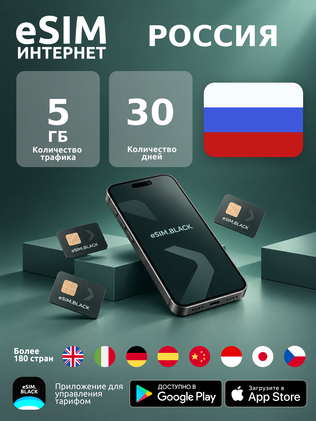 Россия/30 дней/5 ГБ - eSIM для мобильного интернета ( iPhone | Android ).