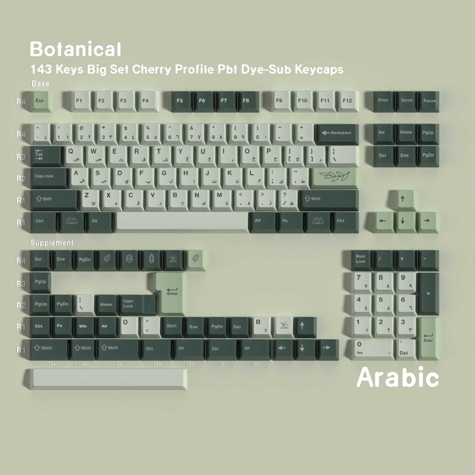 GMK Реплика Plant Garden Клавиши 5-Сторонняя Сублимация Arabic Раскладка Механическая Клавиатура