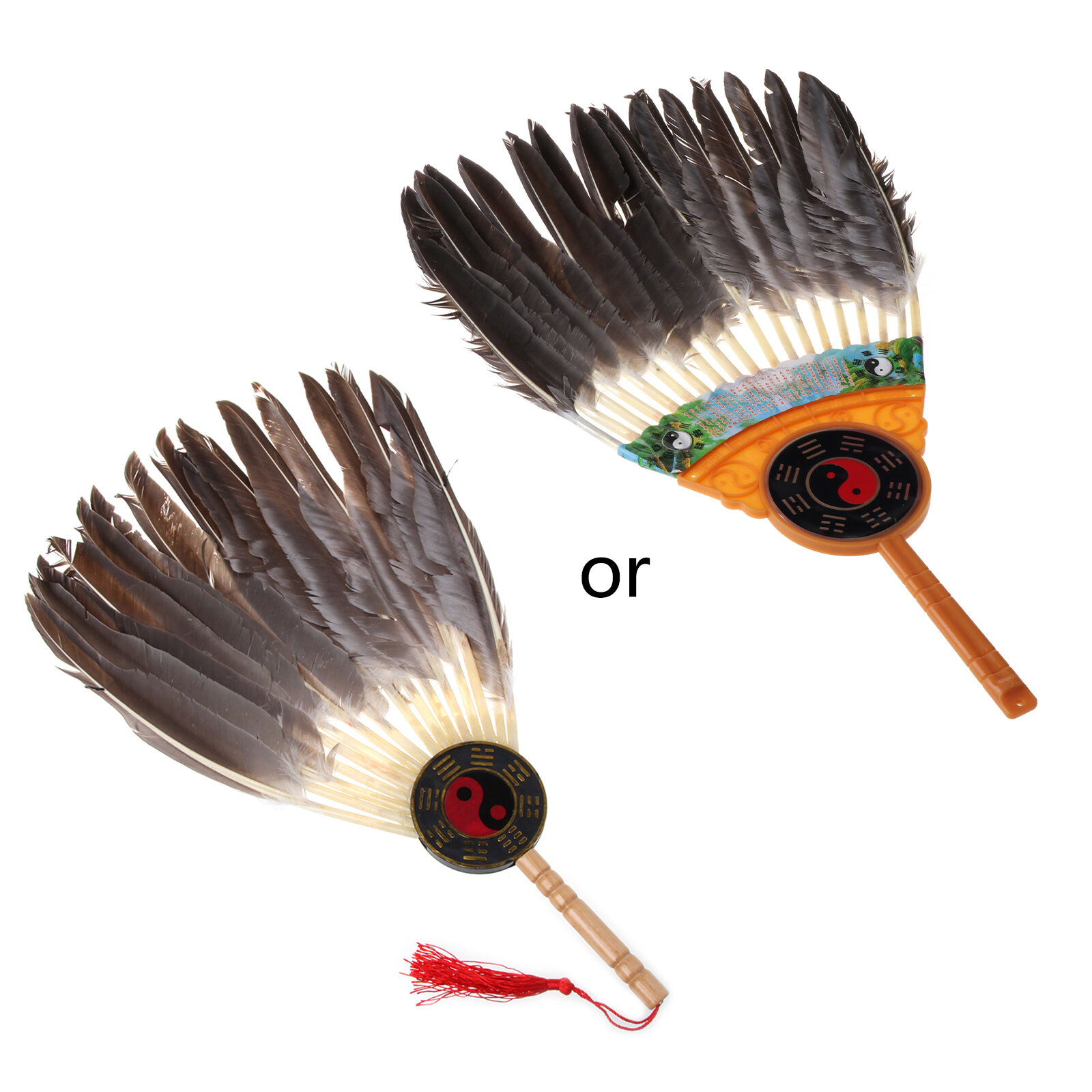 Древний китайский Zhuge Liang Black Hand Fan Fan Fan Bamboo
