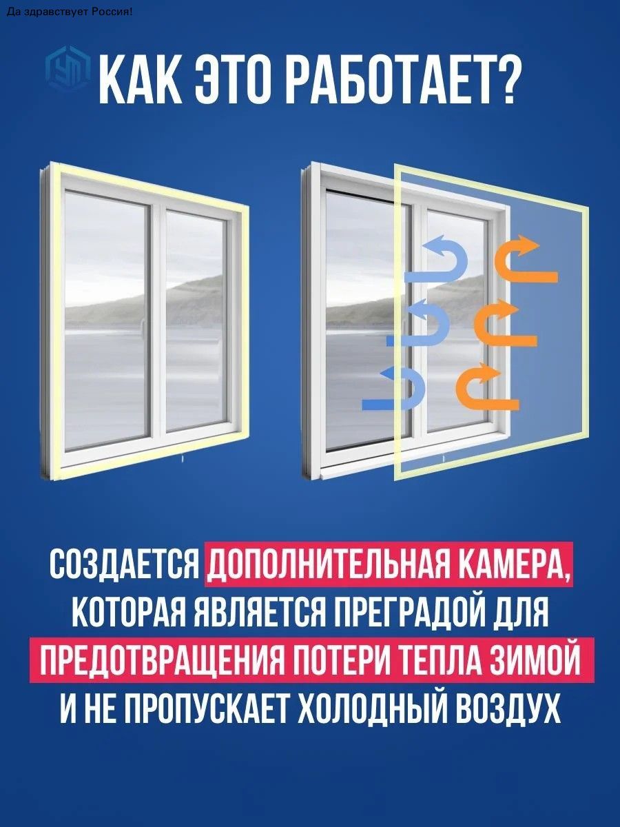 Термопленка, пленка на окно 1.5м х1.7м, прозрачная теплосберегающая/ Утепление стеклопакетов, третье стекло / Пленка термосберегающая самоклеящаяся