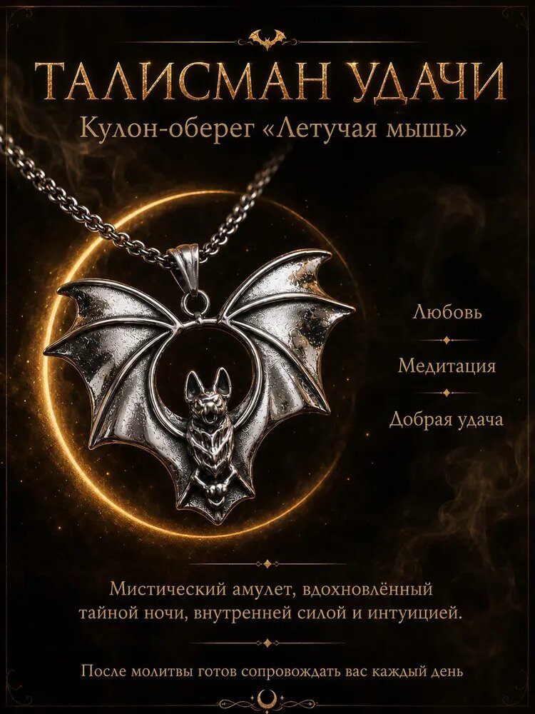 Талисман Оберег/Амулет Летучая мышь Оберег на удачу Кулон женский, мужской