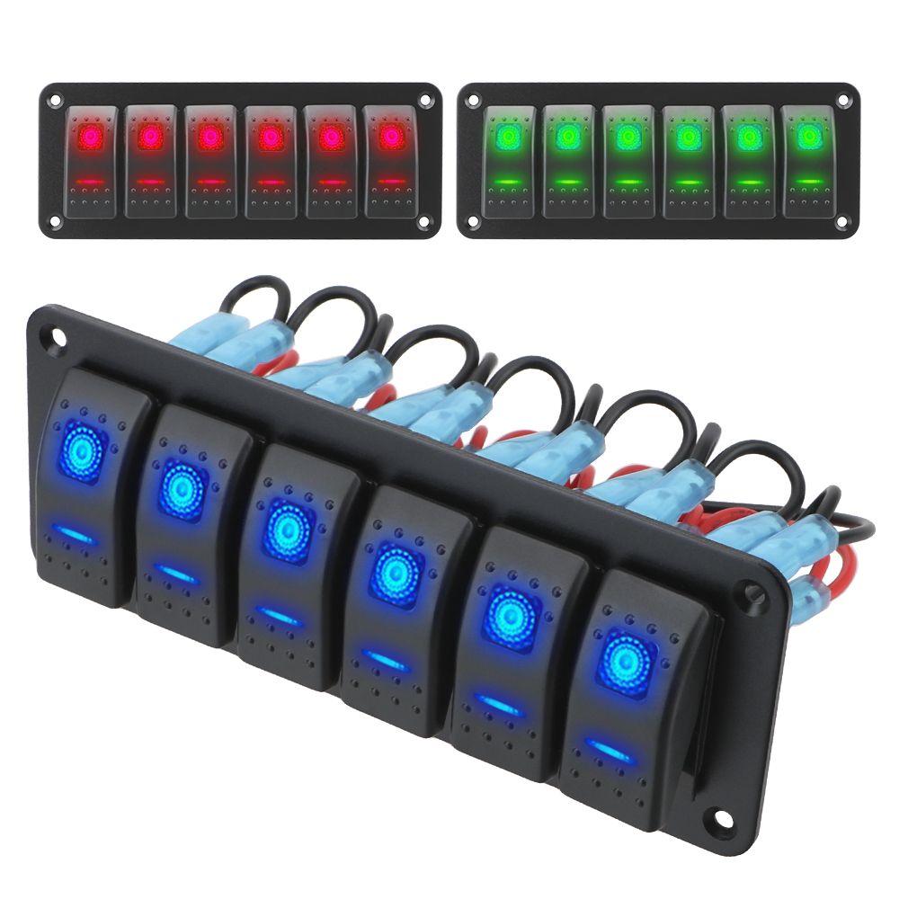 6 - разрядная панель ON - OFF 6 - разрядный переключатель панелей 12/24V
