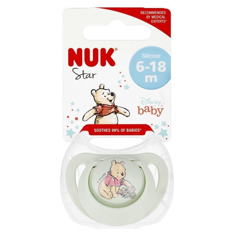 Пустышка NUK Star Винни Пух , белый, 6-18 месяцев, 1 шт