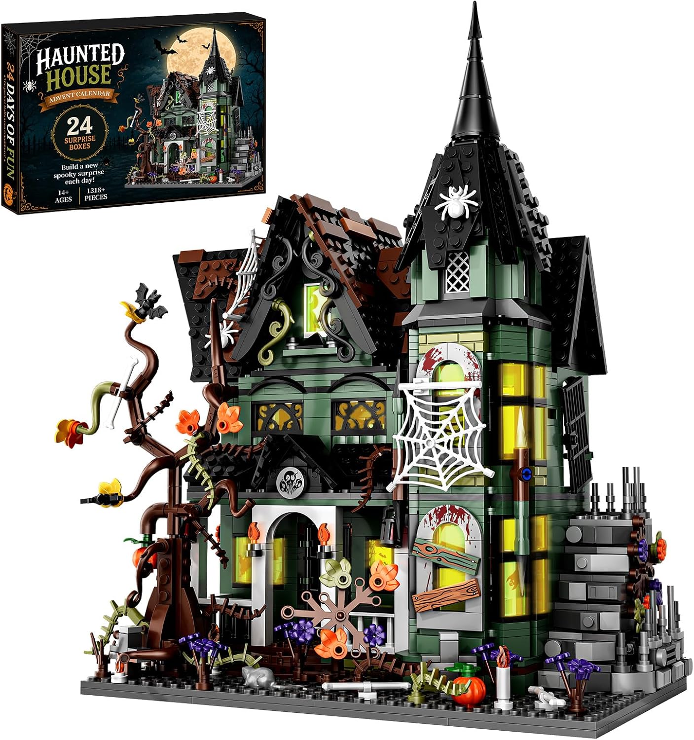 Календарь Halloween - Адвент-календарь Haunted House на Хэллоуин 2026, 1318 деталей, конструктор - B0H82MNQKS