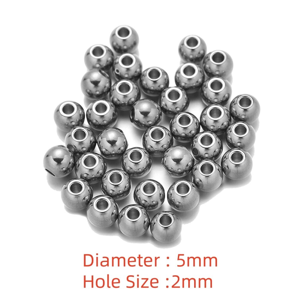 Металлические бусины из нержавеющей стали 2-10 мм 5mm with 2mm hole