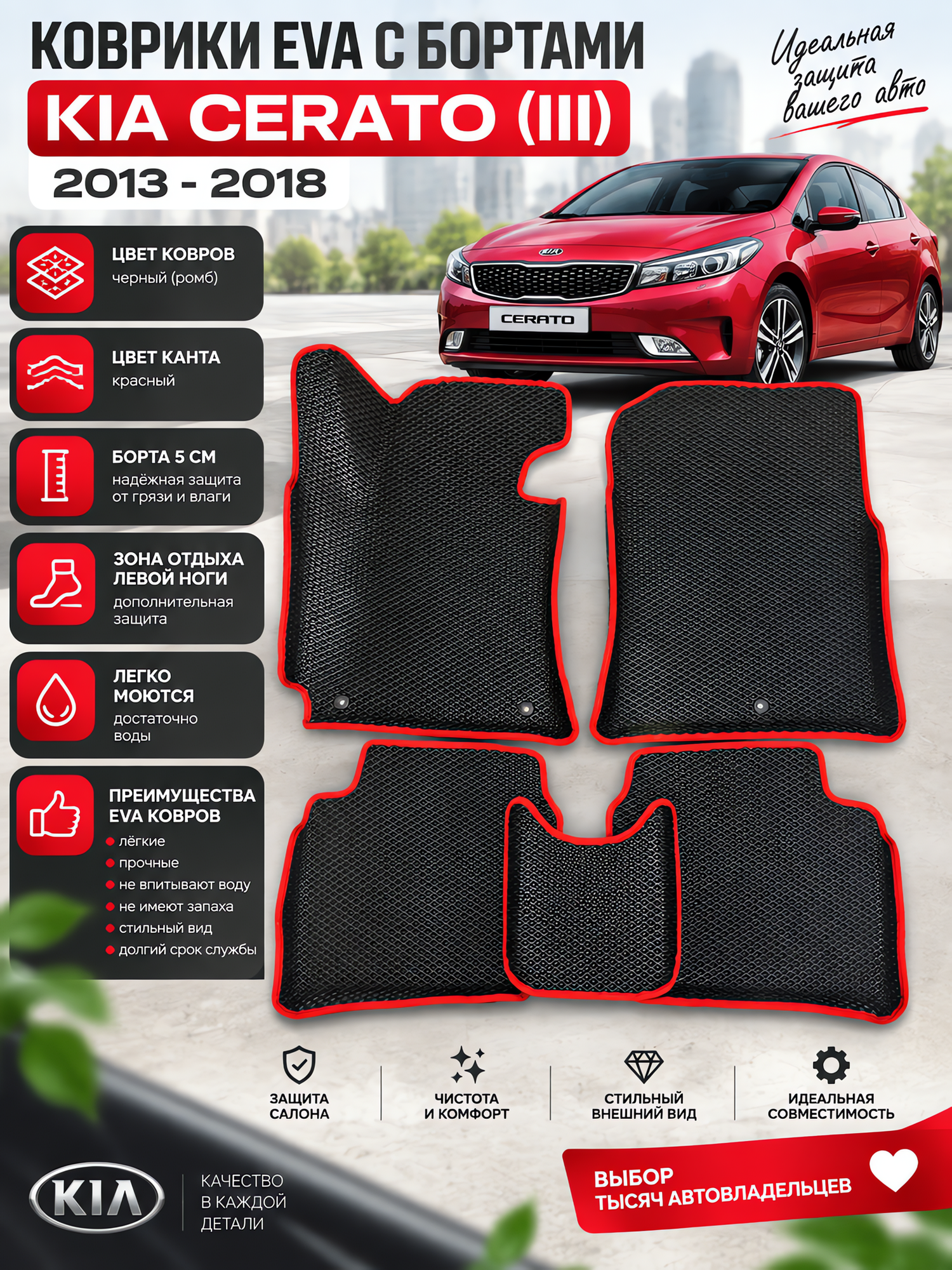 Комплект EVA с бортами Kia Cerato (III) (2013-2018)/ Церато 3
