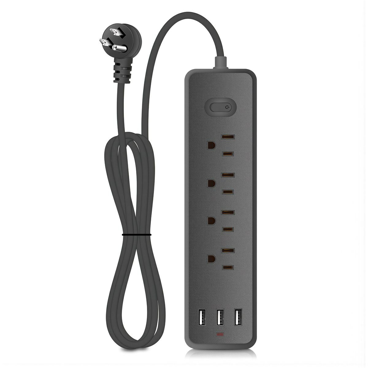 Сетевой удлинитель с длиной кабеля 1.2 метра на 5 розеток 3 порта USB для США Канады Мексики общая кнопка, EL-09 черный ( при большом заказе) / 4 розетки