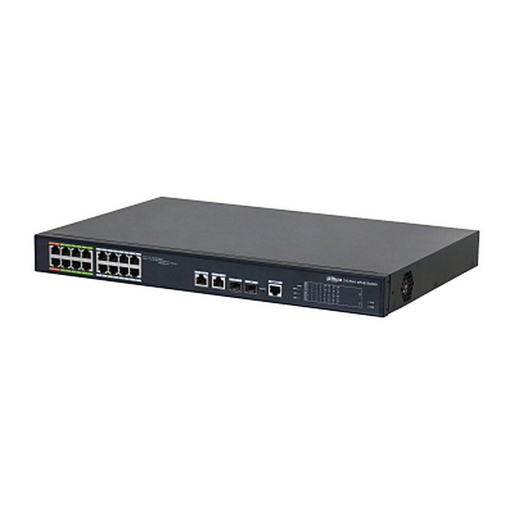 Управляемый коммутатор L2 с EPoE Dahua DH-LR2218-16ET-240 — 18 портов, 16 PoE, 2 SFP, бюджет 240 Вт
