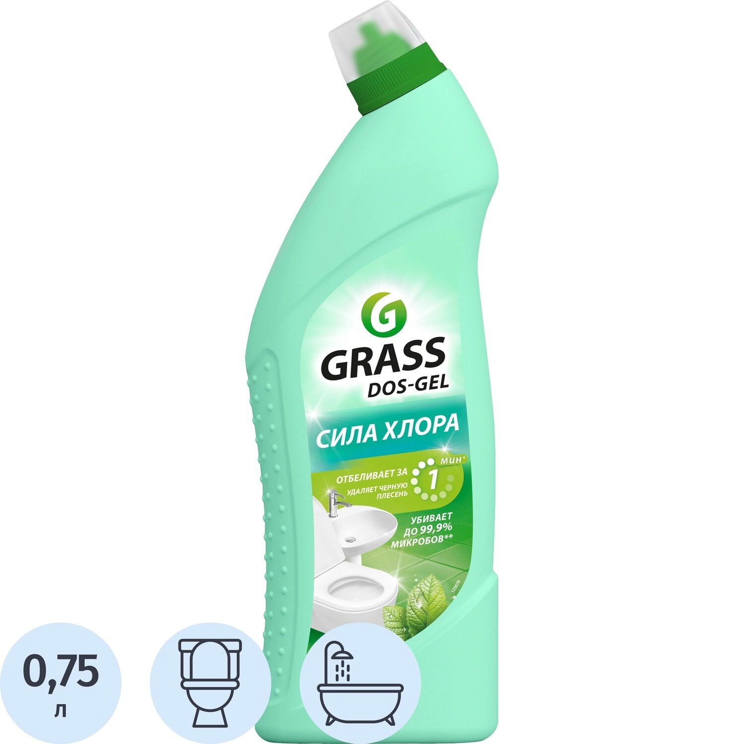 Grass Средство для сантехники отбеливающее и дезинфицирующее Grass Dos-Gel Мятная сила 0.75 л для туалета и ванной