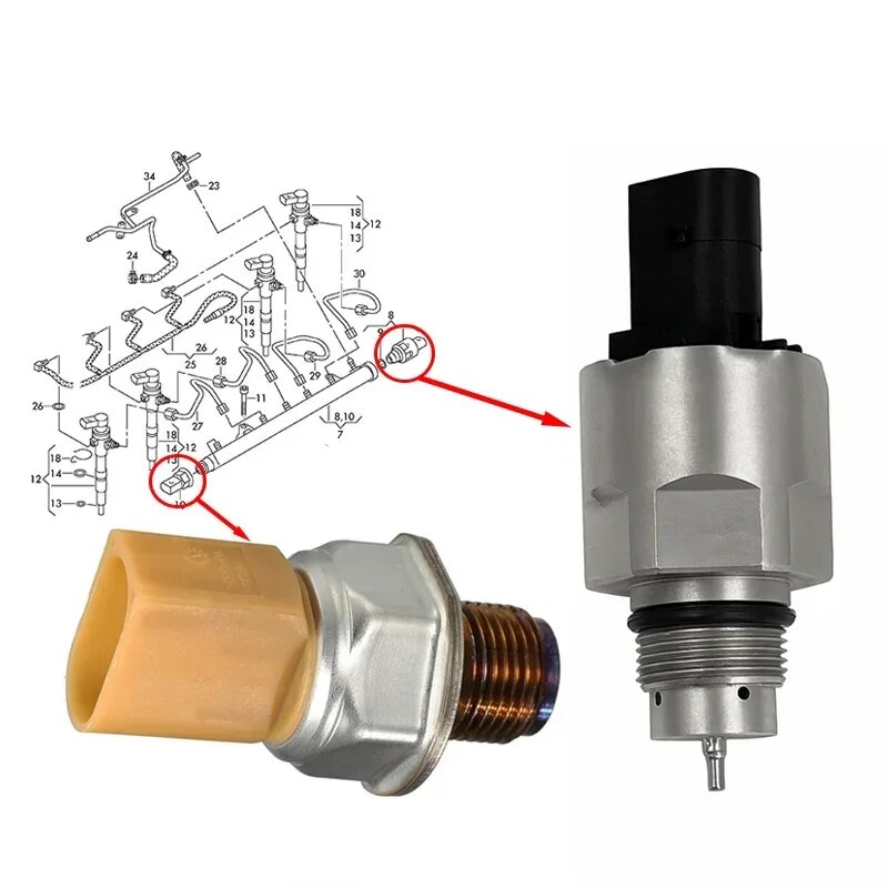 Регулятор давления топлива и датчик давления топлива для AUDI VW SKODA SEAT 03L130764A 03L130089B 1,6 TDI 2009-2019 03L906054A