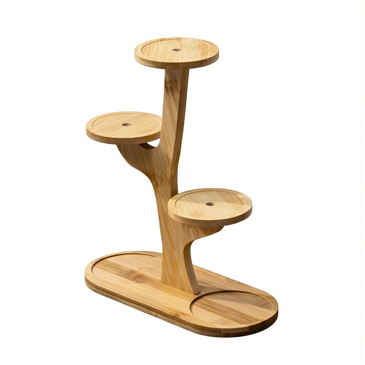 Подставка для цветов многоуровневая из натурального бамбука маленькая для суккулентов на стол балкон комната офис для декора под горшки