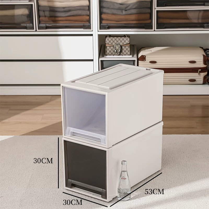Прозрачная пластиковая коробка для шкафа-ящик 53x30x30 см, цвет чайный, отдельная единица