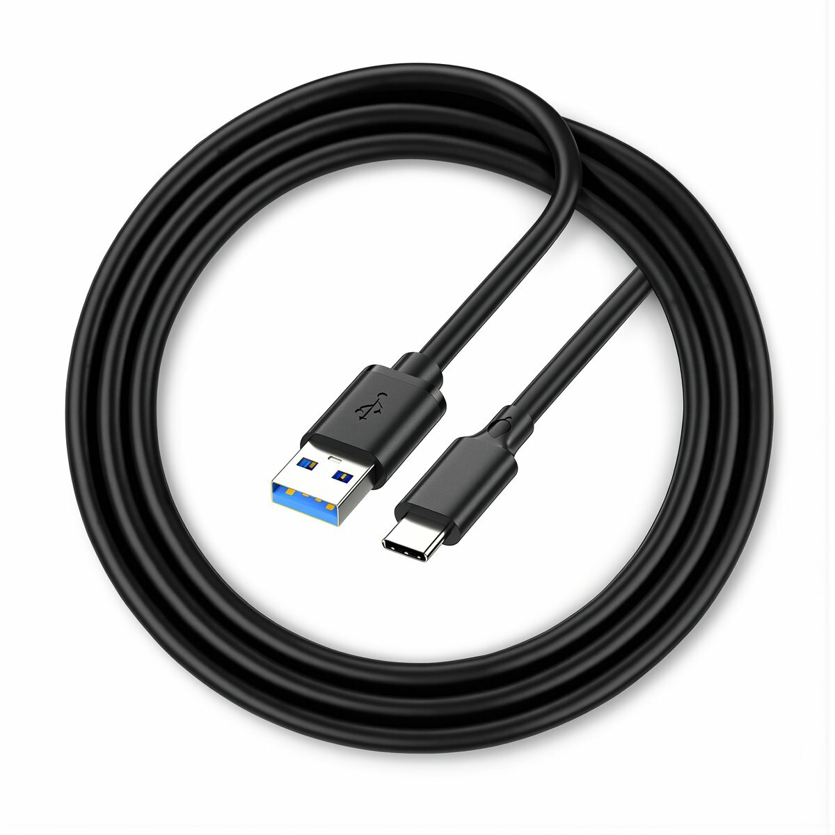 Кабель повседневного использования USB 3.0 Type-C скорость 10 Гбит/с зарядка 60 Вт длина 0.5 м для работы дома совместим с смартфонами ноутбуками планшетами, 0.5 м