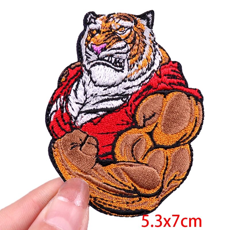 Нашивка на одежду Тигр с мышцами, 5.3x7см, PE5975CT