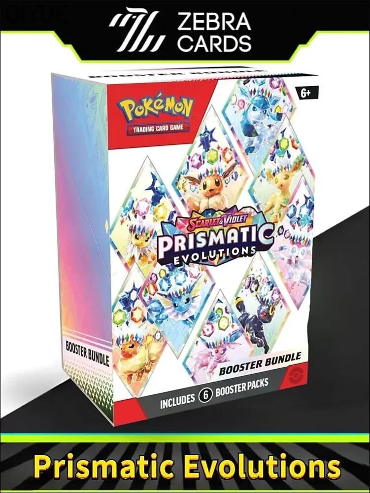 Покемон Любимая открытка POKEMON TCG: Scarlet & Violet Prismatic Evolutions Booster Bundle(Сделано в США)