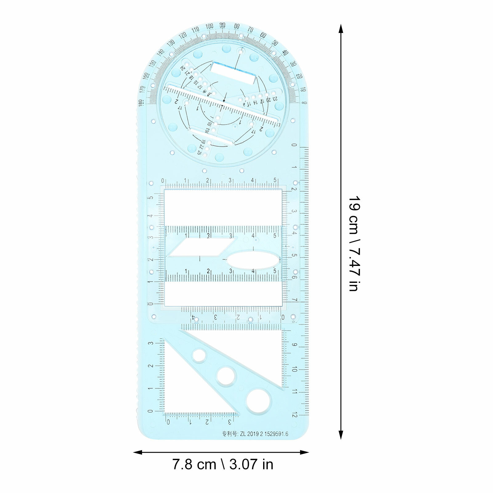 Многофункциональное Геометрическое Изделие Для Чертежей Синее 19X7.8Cm