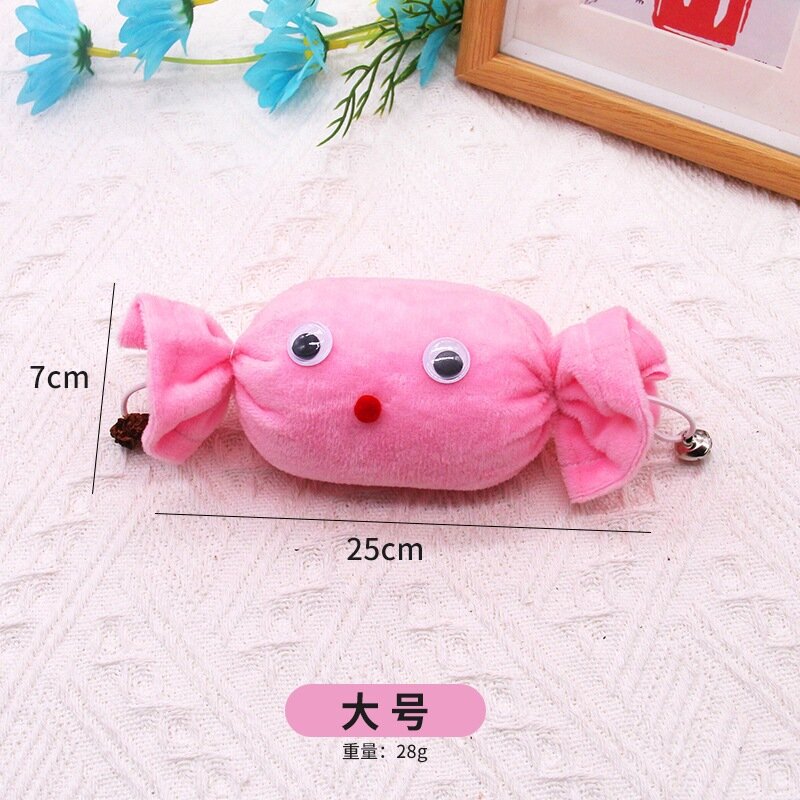Мягкая Плюшевая Конфета Кошачья Мята Игрушка Для Питомцев Устойчивая К Укусу - Розовая Конфета Большая
