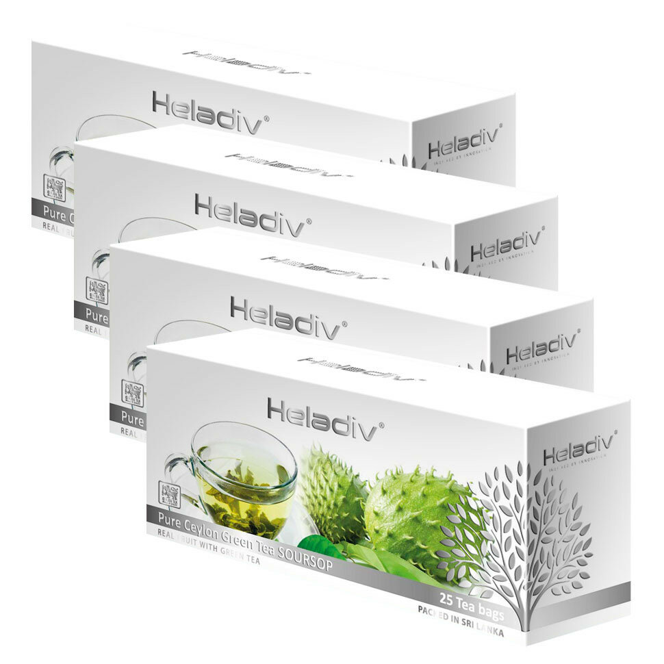 Heladiv PEKOE Green Tea Soursop (зеленый, с саусепом) в пакетиках, 4x25шт
