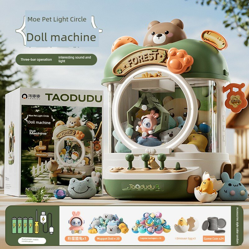 Игровой комплект с тематикой медвежонка: 1 розовый зайчик, 3 яйца динозавров, 20 кукол, 10 капсул, 24 монеты, двойное