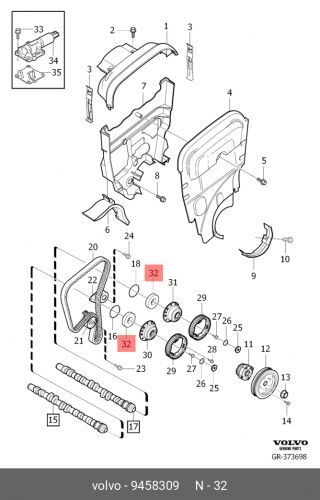 Сальник Р. в. volvo C70/S40/S60/S70/S80/V40/V50/V70 1.6/1.8/2.0/2.3/2.4/2.5 Mot. b4204 (VOLVO 9458309)