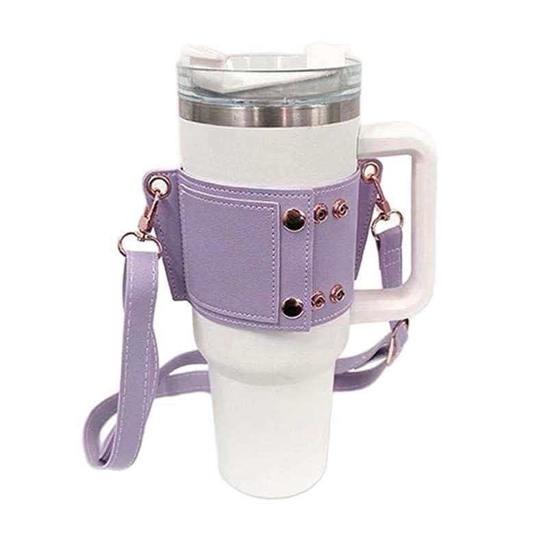 Кожаный чехол для термоса с кросс-боди 40oz 30oz регулируемый ремень портативный уличная крышка для бутылки разный цвет