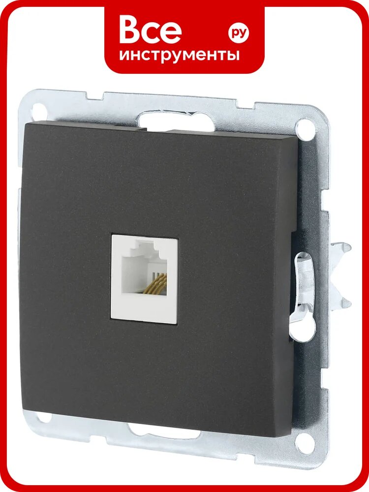 Компьютерная розетка LK Studio RJ-45, категория 5е, с накладкой, черный бархат 866108-1