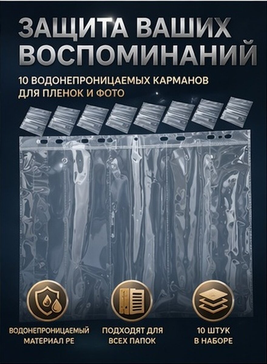 Пленочные Конверты Для Отрицательных Изображений 10 Шт Тяжелый Документохранилище Водонепроницаемое 29.30X25.50X0.05Cm