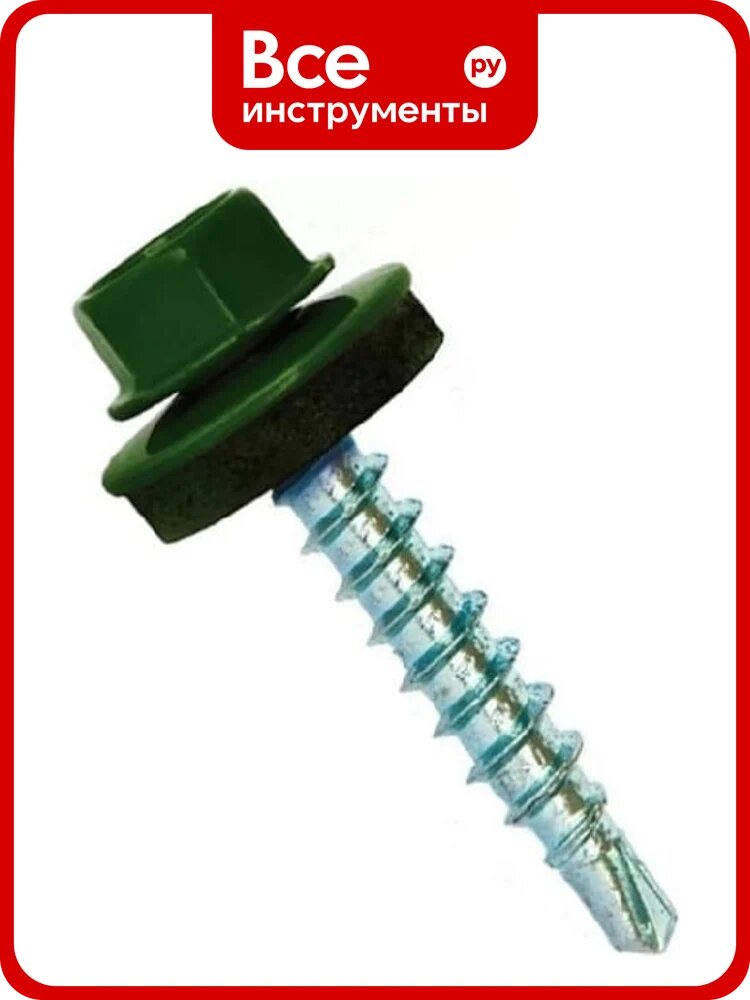 Кровельный саморез Rizzel 4,8x50 RAL 6005 сверло №1, 2000 шт 00000313508