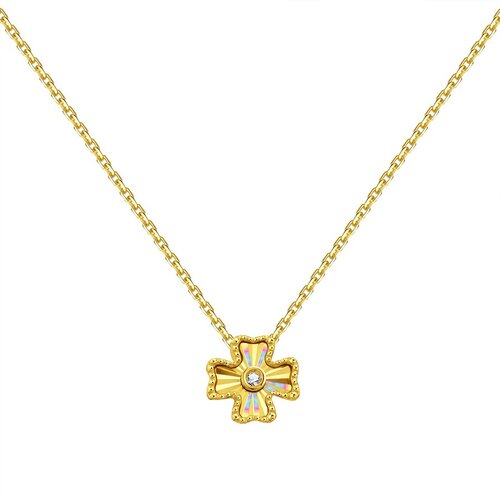 фото Колье diamant online, золото, 585 проба, фианит, длина 40 см., прозрачный