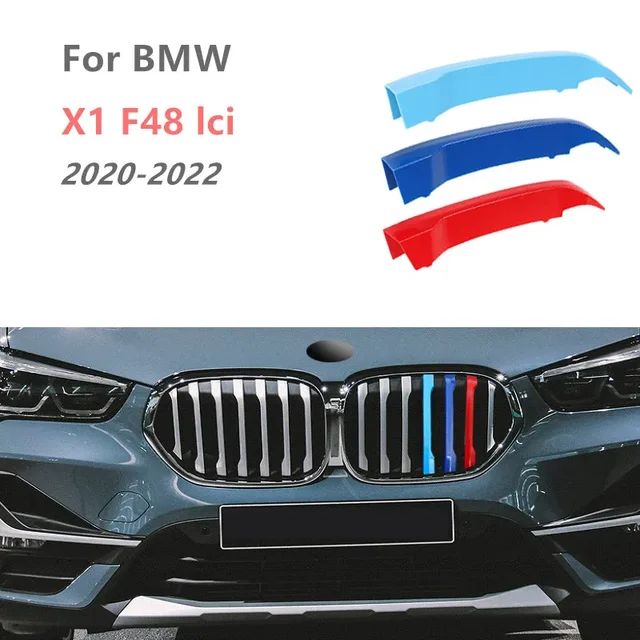 Для BMW X1 F48 F49 2016-2019 F48 2020-2022 (8 решеток) 3 шт. Декоративные накладки на переднюю решетку радиатора, аксессуары