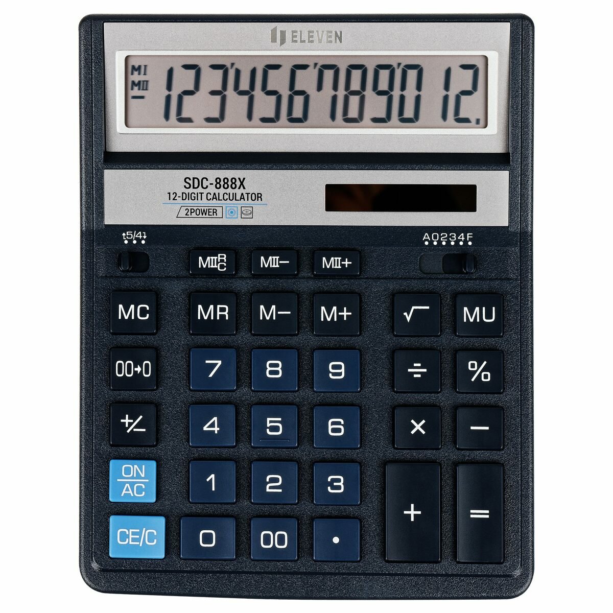 Калькулятор настольный Eleven SDC-888X-BL, 12-разрядный, двойное питание, синий (SDC-888X-BL)