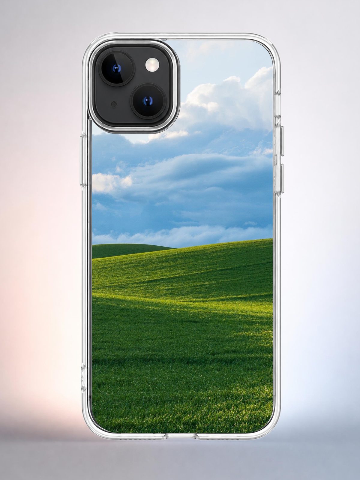 Чехол iPhone 14 Зелёное поле Y2K Indie Sleaze