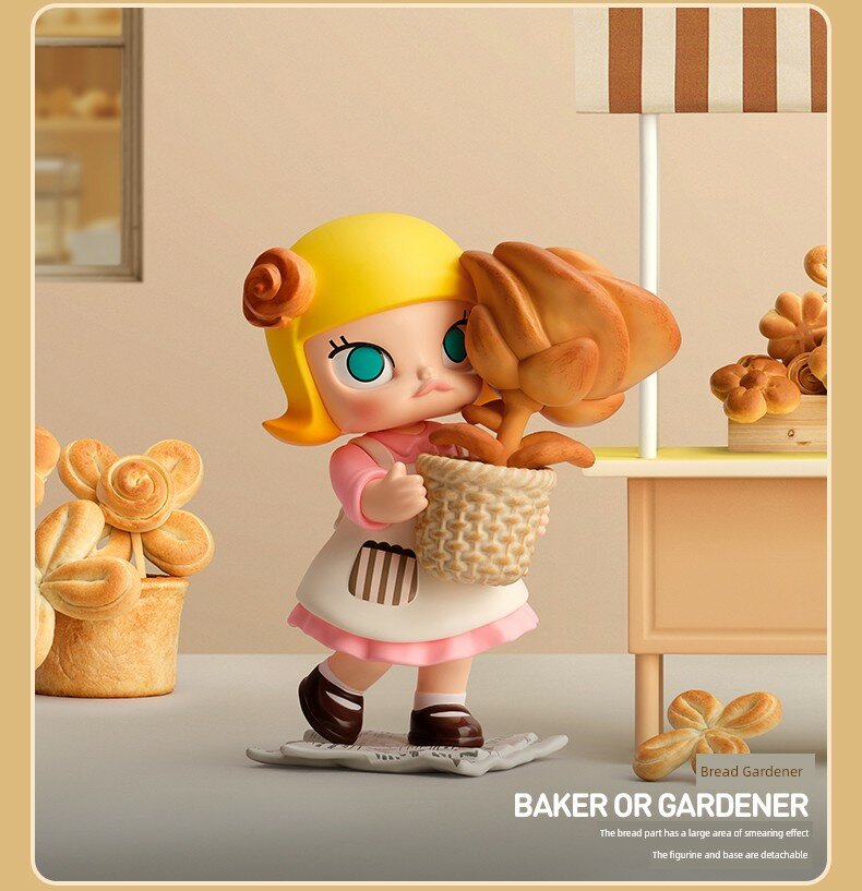 POPMART MOLLY Bread Head Series Хлебный мастер, 1 шт, Новый не вскрытый