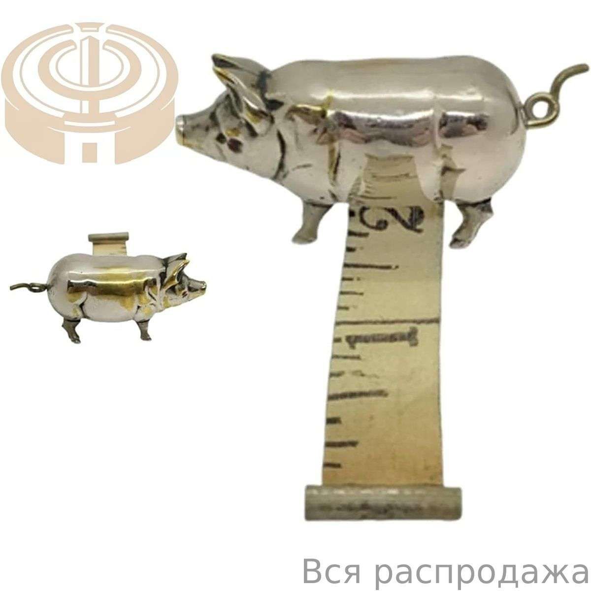 Мини-рулетка в виде свиньи в антикварном стиле, винтажная латунная металлическая выдвижная мягкая измерительная лента для шитья и рукоделия.