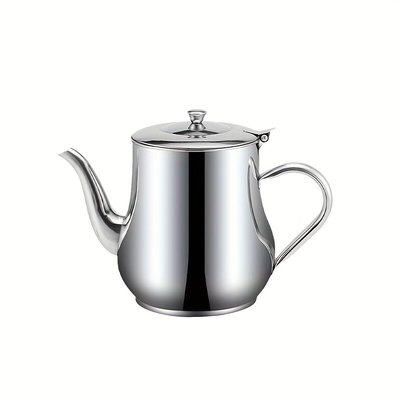 Кухонный чайник из нержавеющей стали 300 мл с встроенным фильтром для чая и масел, серебристый цвет, 1 шт.