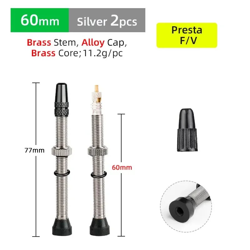 DEEMOUNT Велосипедные клапаны Presta 40/60 мм 2 шт. 60 BR SV Plastic Cap
