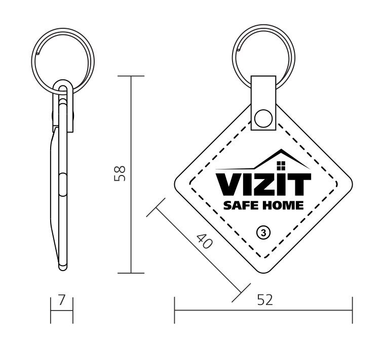VIZIT-RF2.2 red Брелок - RFID-брелок доступа, красный — фото 1
