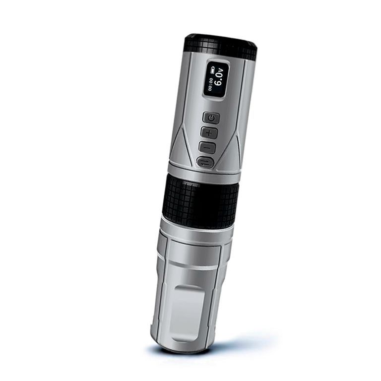 Беспроводная роторная машинка для тату и перманентного макияжа BRONC Wireless Pen V8 silver