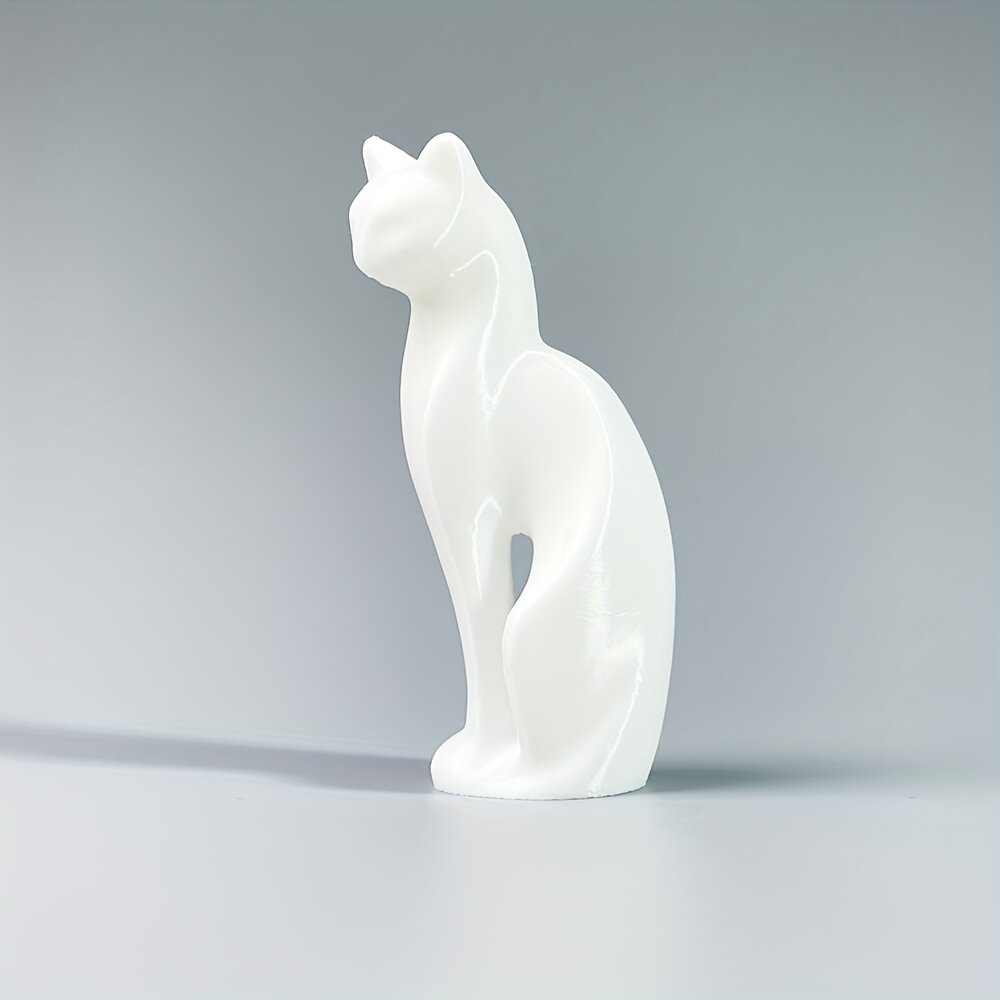 Фигурка кота 3D-печати из PLA-пластика, белый цвет, реалистичный дизайн, декор для дома и рабочего стола