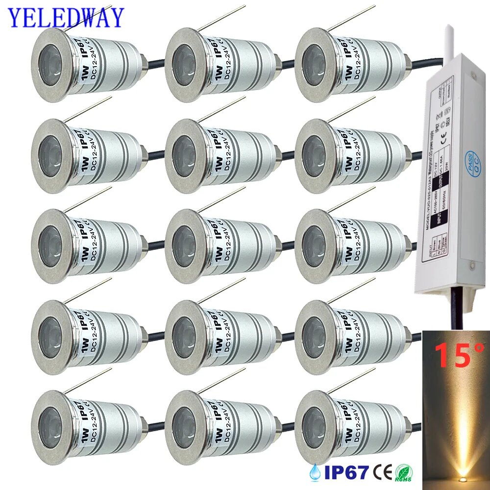 Подземный светильник YELEDWAY 1Вт IP67 12В 15Lamps with 1Driver, 3000K Warm White