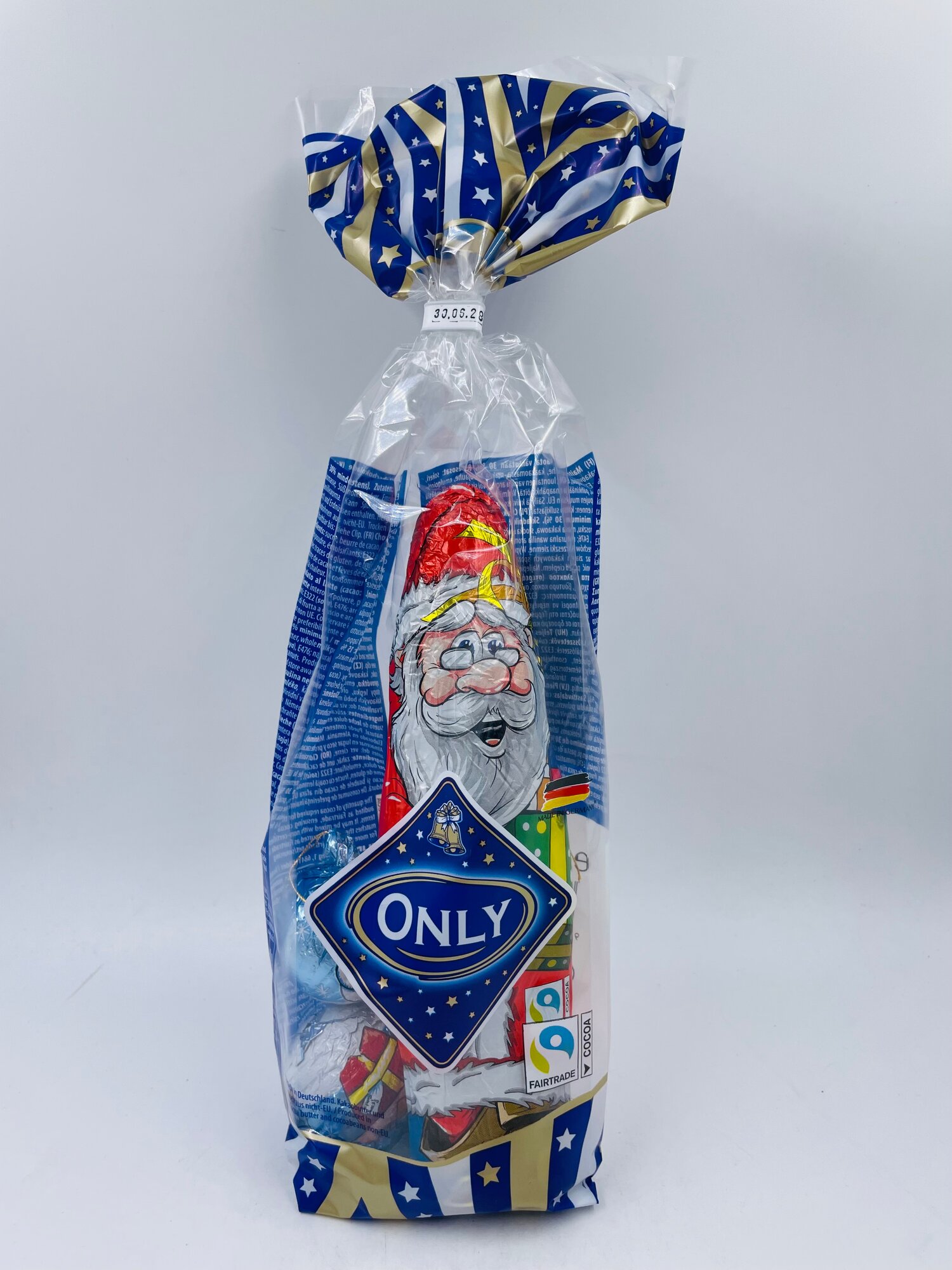 Шоколадный набор на елку Only (Дед мороз и 3 шоколадные игрушки), 100 г (Германия)