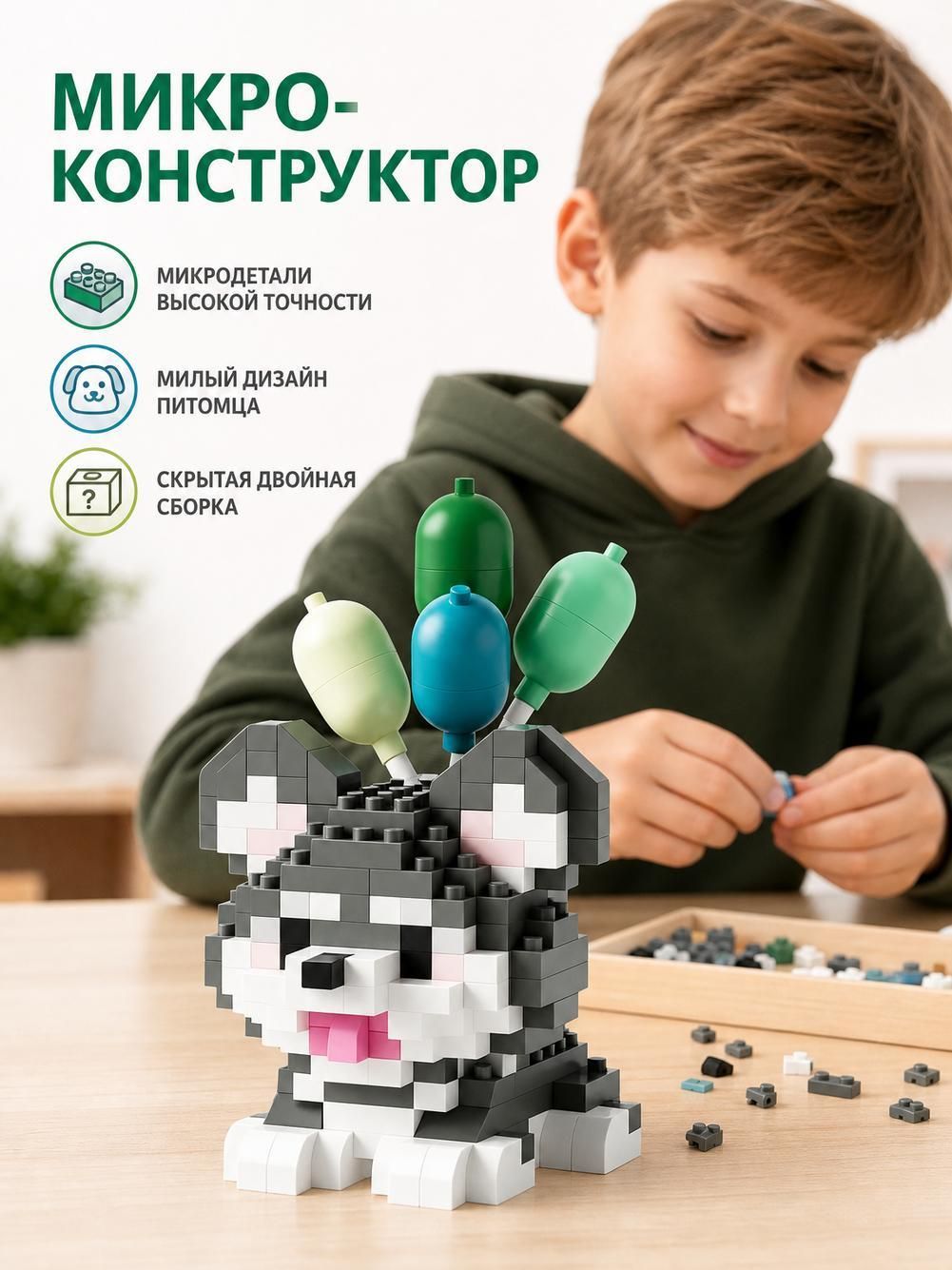 Строительные блоки для моделирования микрочастиц, украшения рабочего стола 1 шт