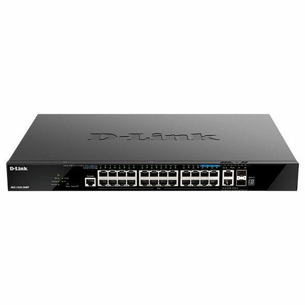 D-Link DGS-1520-28MP/A1A Управляемый L3 стекируемый коммутатор с 20 портами 10/100/1000Base-T, 4 портами 100/1000/2.5GBase-T, 2 портами 10GBase-T и 2 портами 10GBase-X SFP+