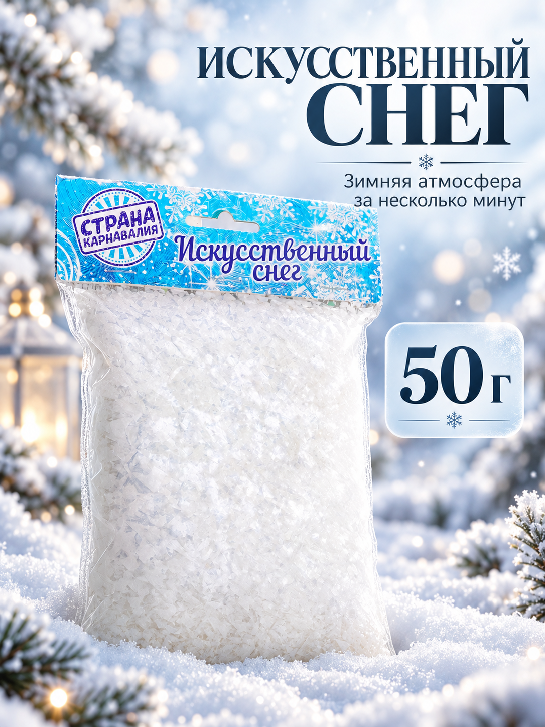 Искусственный снег Страна Карнавалия, прозрачный, пластик, 50 г