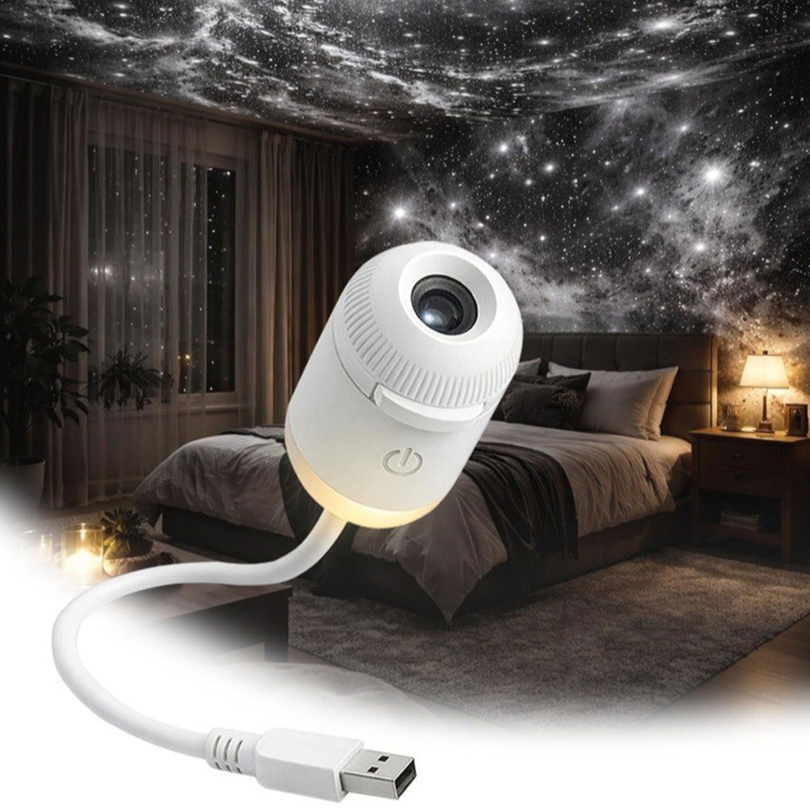 USB-проектор Night Light Star с 10 раздвижными проекционными пленками для автомобиля, спальни, стены, потолка, регулируемой яркостью