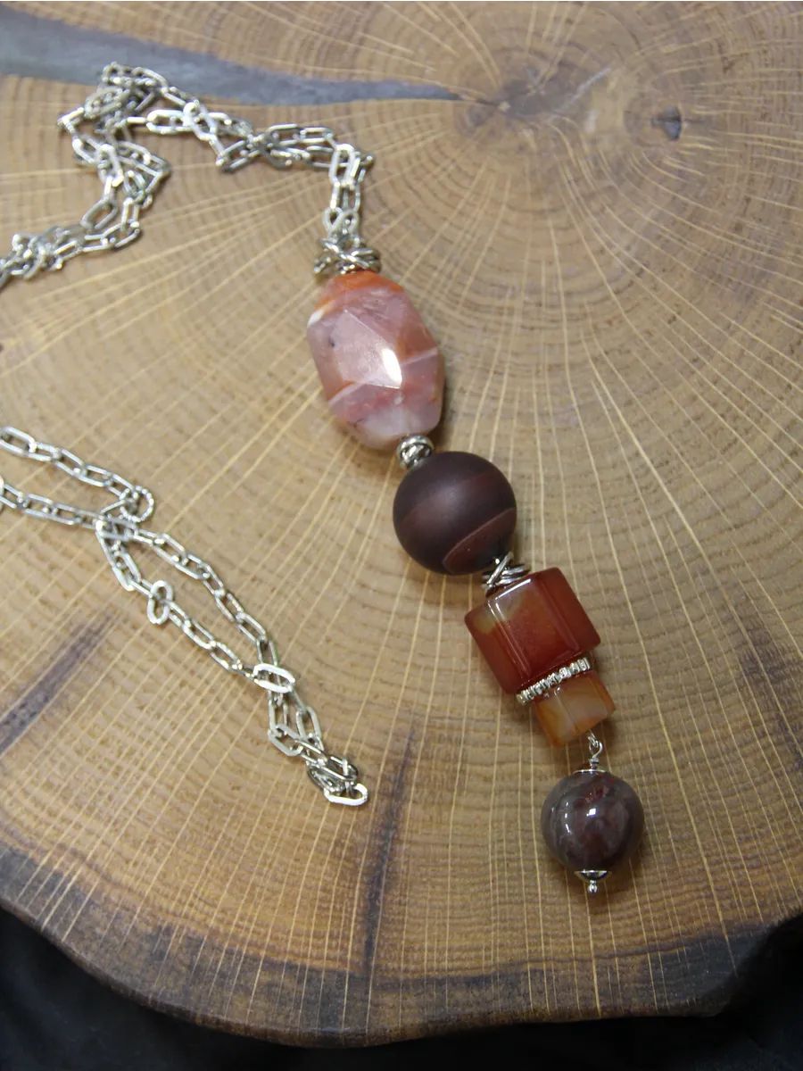Колье myartofstones, сердолик, агат