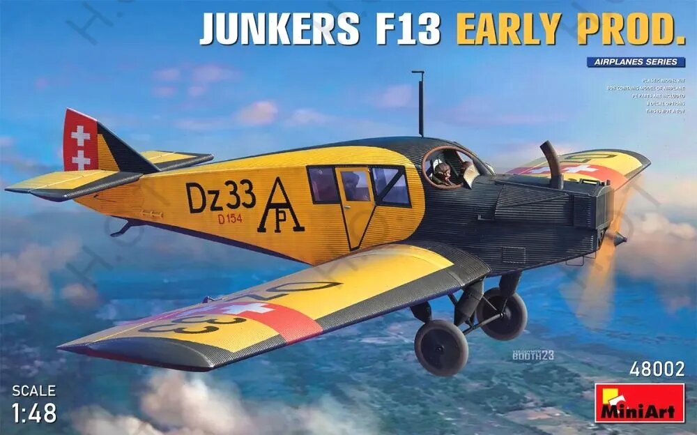 Модель для сборки Самолёт Junkers F13 Early Production Miniart 48002, масштаб 1:48