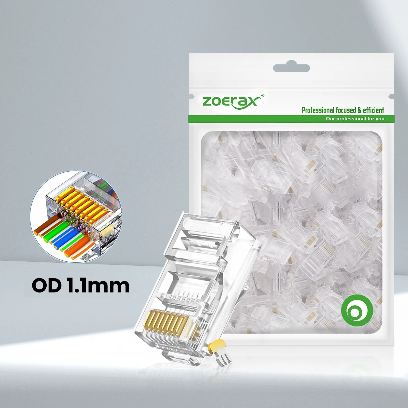 ZoeRax RJ45 переходник Cat6a/Cat6/Cat5e, OD 1.1mm, 50PCS